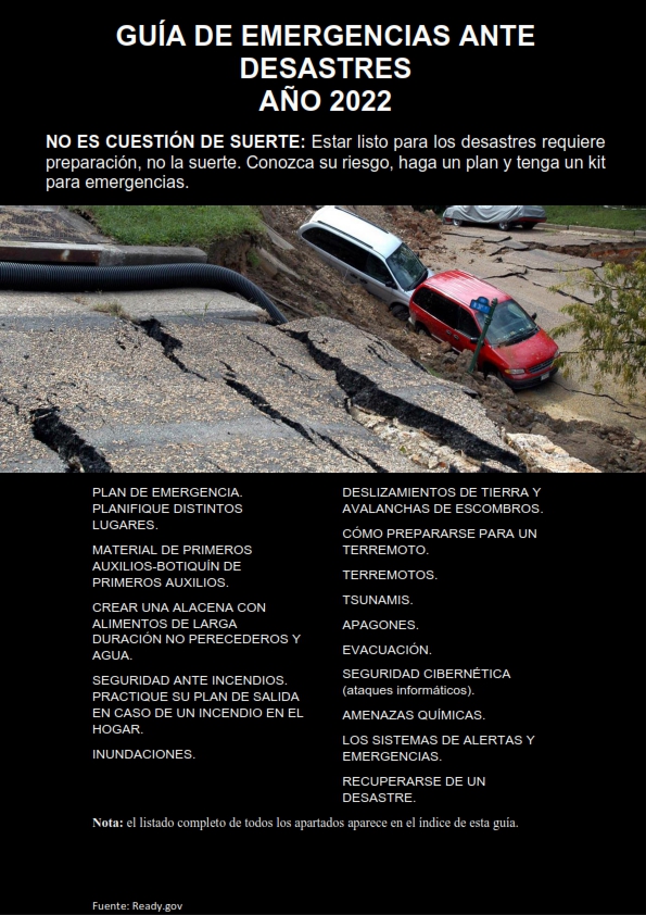 Portada de la Guía de Emergencias ante Desastres 2022.